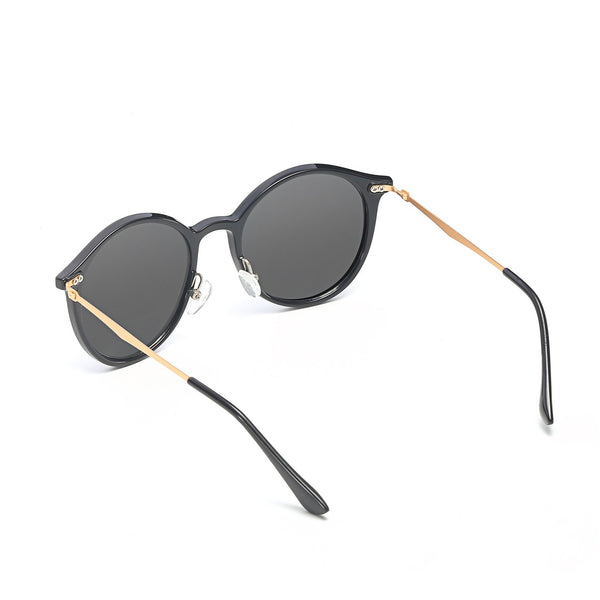 DEWITT | D32 - Retro Horn Rimmed Keyhole Bridge Round Sunglasses Circle