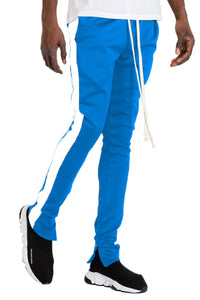 Men's Side Stripe Slim Fit Joggers- Blue & White