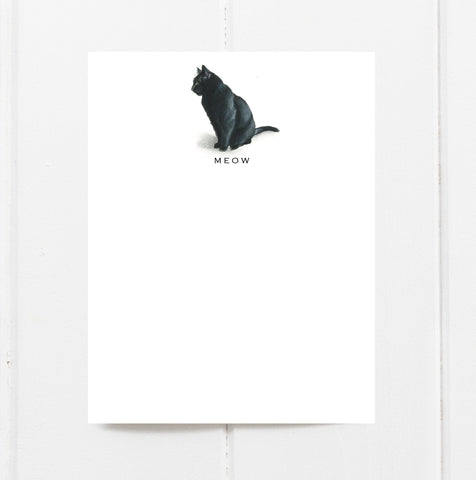 Black Short Haired Cat Note Cards
