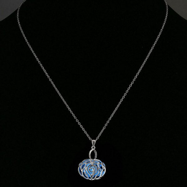 Blue Rose Case Glow-in-the-Dark Pendant Necklace