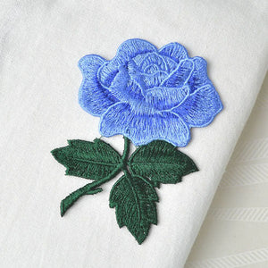 Blue Rose Patch-Cornflower Blue & Forest Green