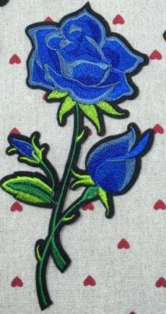 Blue Rose Patch-Multi Blue & Green