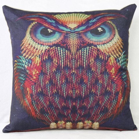 Colorful Decorative Owl Pillow Case