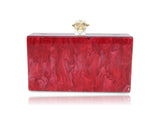 Red Pearl Jewel Bee Acrylic Box Clutch
