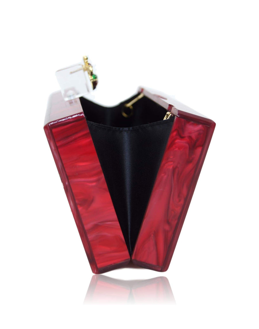 Red Pearl Jewel Bee Acrylic Box Clutch