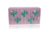 Pink & Green Pearl Cactus Acrylic Box Clutch