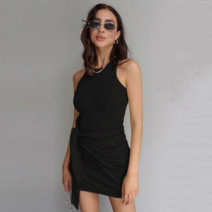 Women's Sleeveless Tie-Waist Mini Tank Dress- 5 Colors