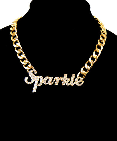 Gold and Rhinestone Sparkle Pendant Necklace