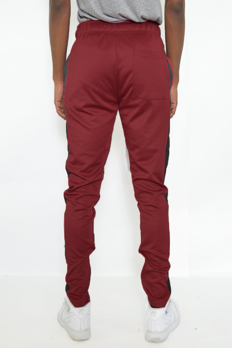 Men's Classic Slim Fit Joggers- Burgundy & Gray