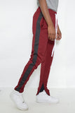 Men's Classic Slim Fit Joggers- Burgundy & Gray