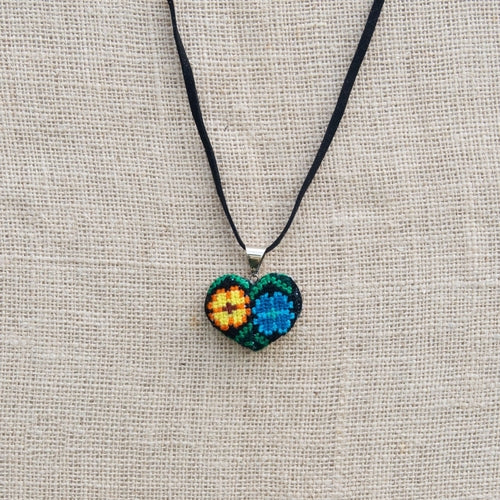Ocosingo Floral Heart Embroidered Necklace- 2 Styles