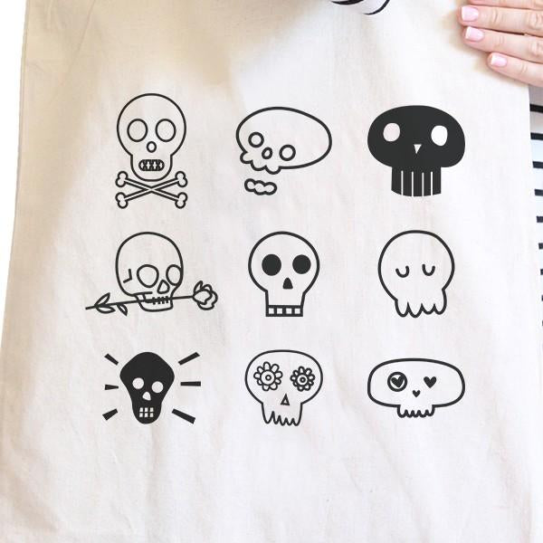 Skulls Natural Canvas Bags