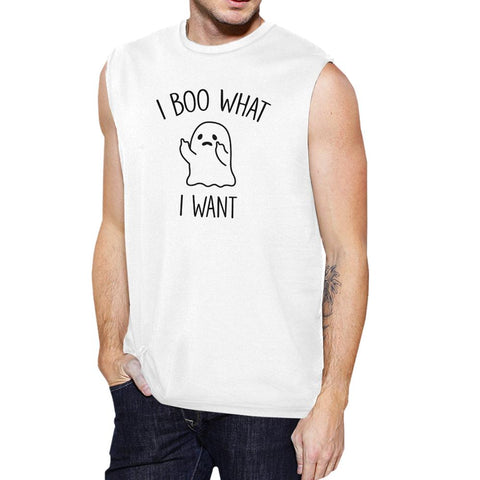 I Boo What I Want Ghost Muscle Tee- White