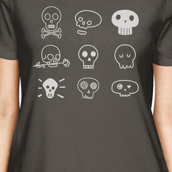 Skulls Women's T-Shirt- Dark Grey