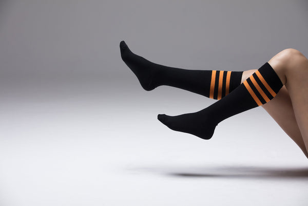 Black with Orange Stripes Knee High Socks
