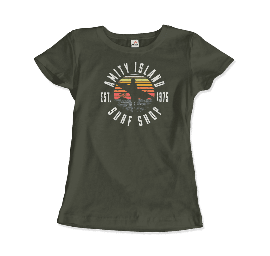 Men's or Women's Amity Island Surf Shop, Jaws T-Shirt- Various Colors
