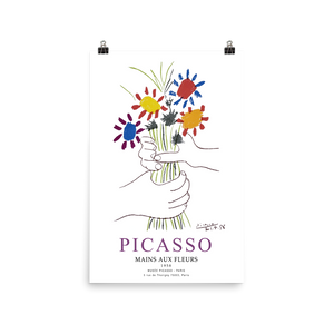 Pablo Picasso Hands With Flowers 1958 Artwork Poster