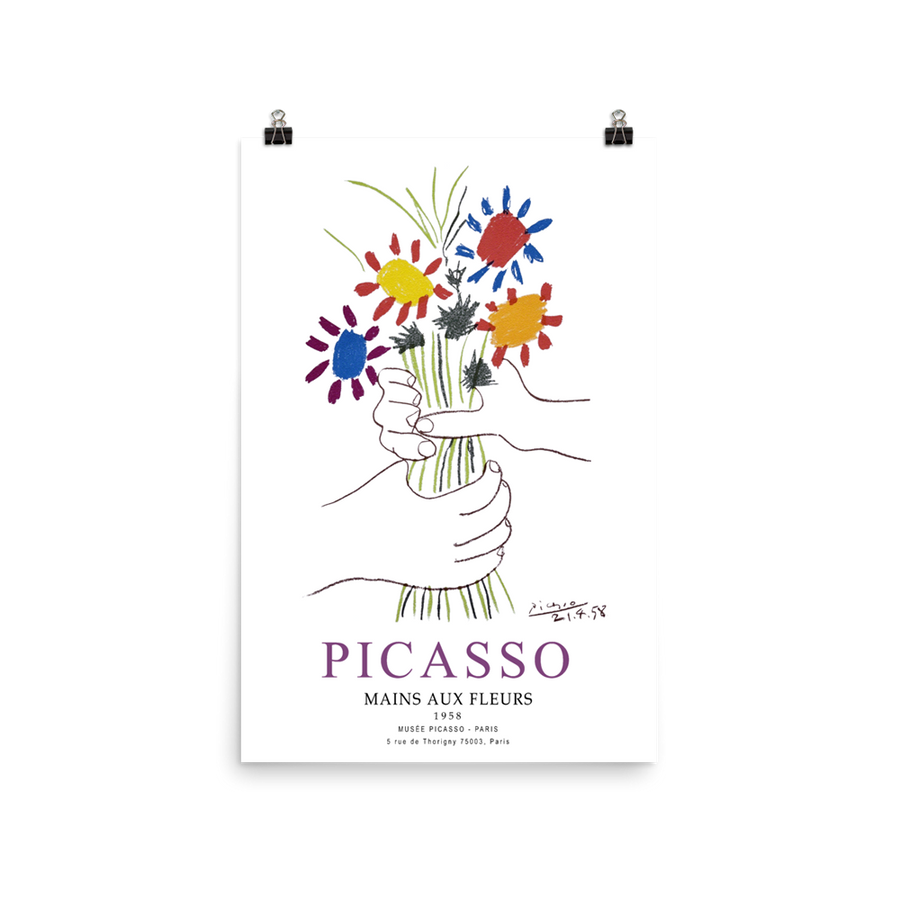 Pablo Picasso Hands With Flowers 1958 Artwork Poster