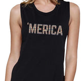 'Merica Tribal Pattern Women's Muscle Tee - Black
