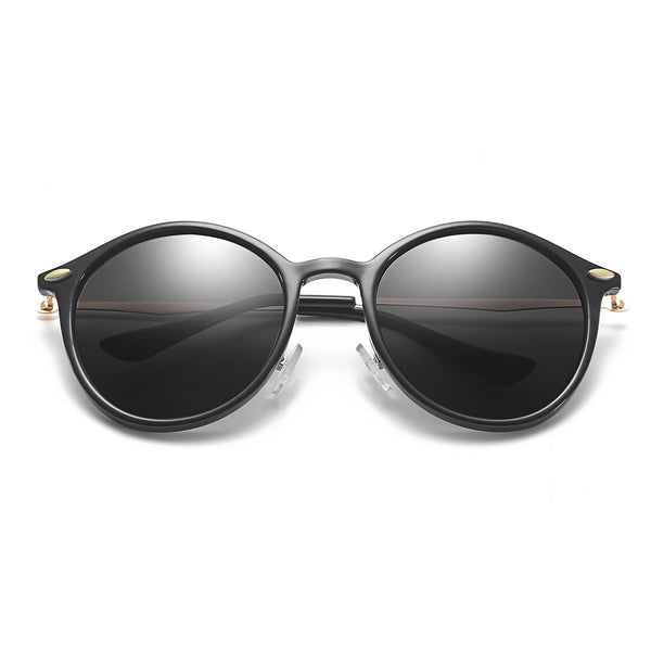 DEWITT | D32 - Retro Horn Rimmed Keyhole Bridge Round Sunglasses Circle