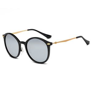 DEWITT | D32 - Retro Horn Rimmed Keyhole Bridge Round Sunglasses Circle
