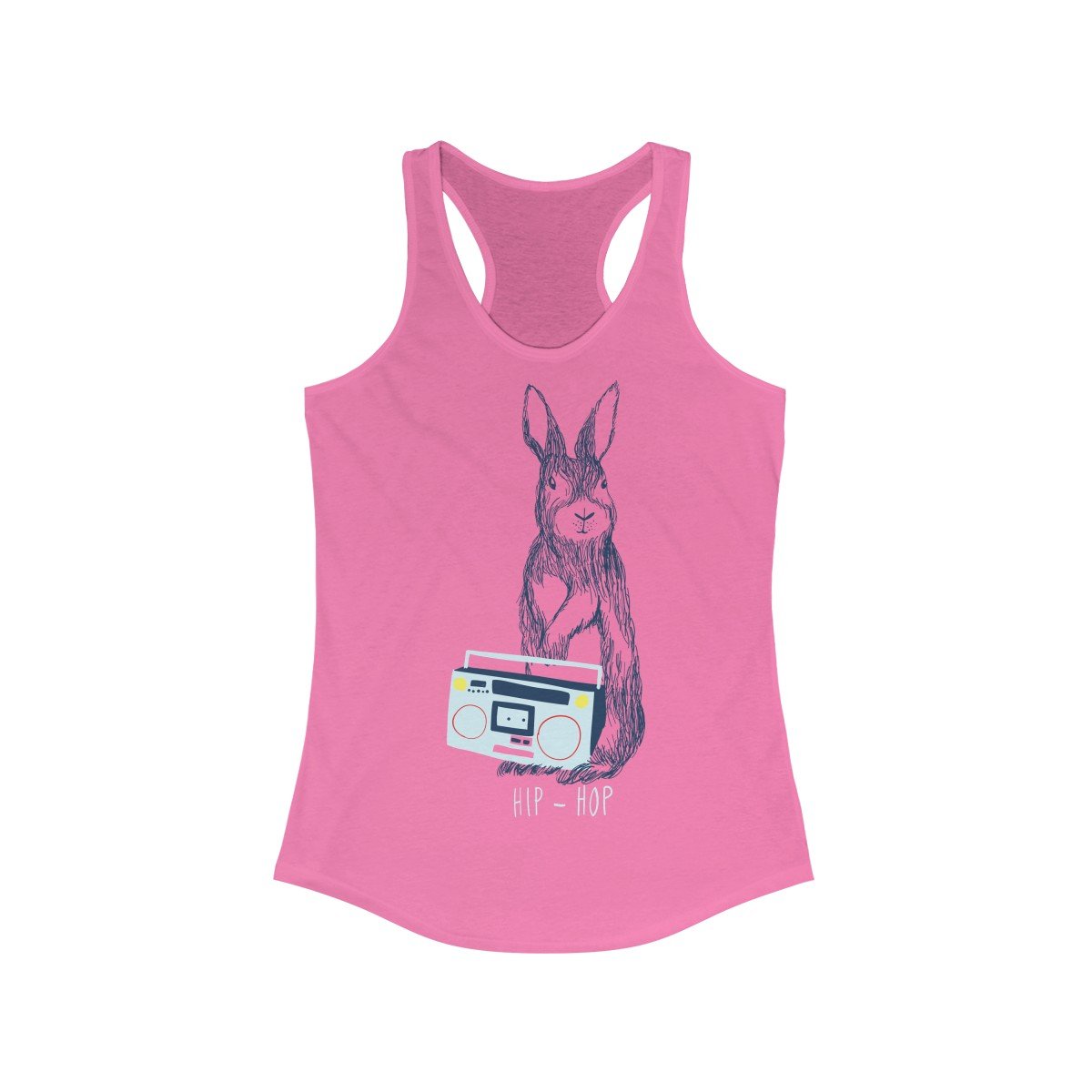Women's Hip Hop Bunny Racerback Tank Top- Hot Pink
