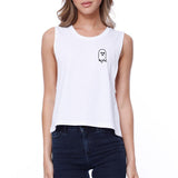 Ghost Heart Eyes Crop Top- White