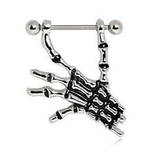 Nipple Barbell With Skeleton Hand