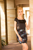 The Secret Garden Ruched Floral Pencil Skirt- Purple
