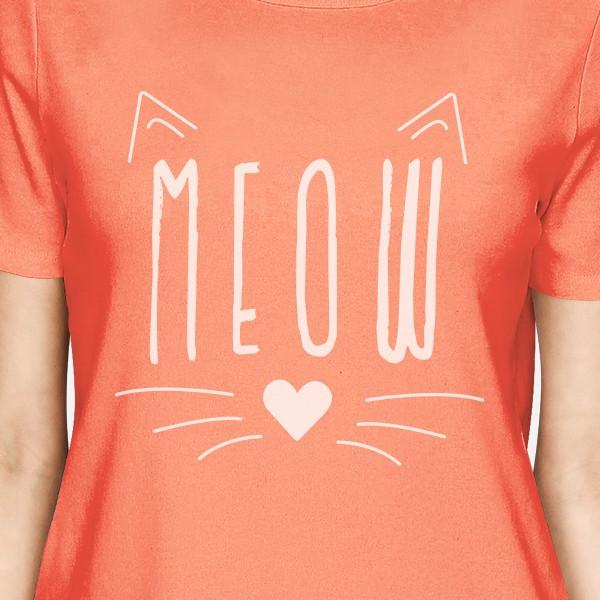 Meow Women's T-Shirt- Peach