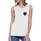 Melting Heart Pocket-Size Print Muscle Women's Tank Top- White
