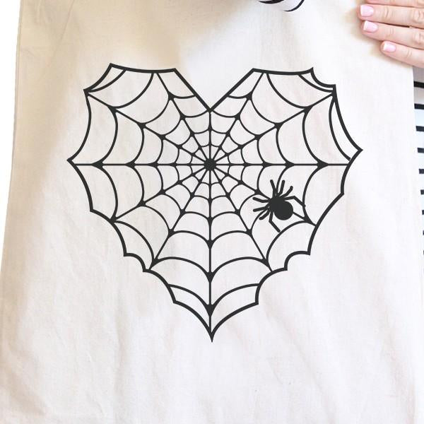 Heart Spider Web Tote Bag- Natural