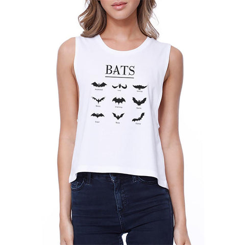 Bats Crop Top- White