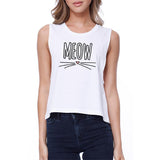Meow Crop Tank- White