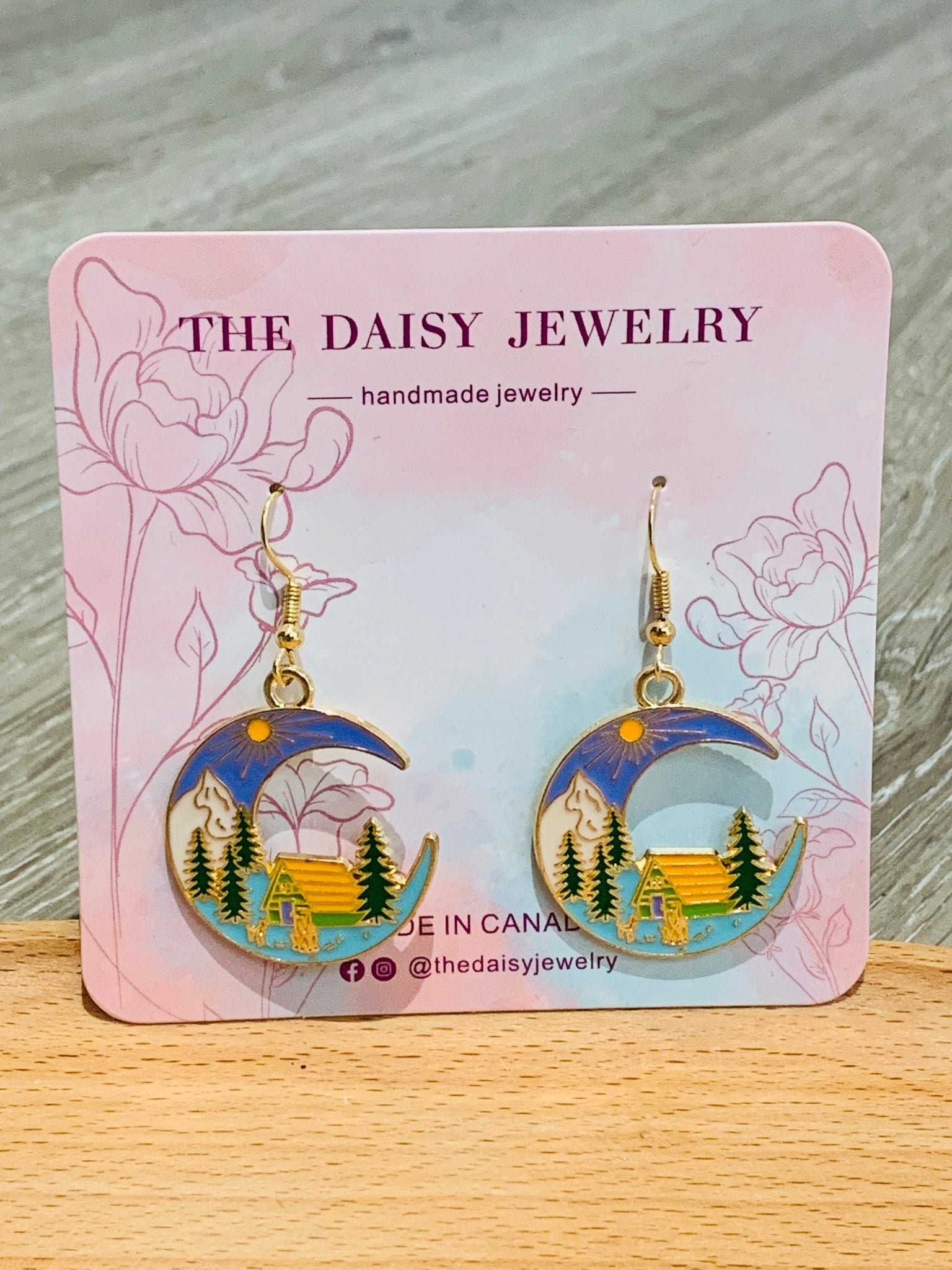 Cabin Moon Fish Hook Earrings
