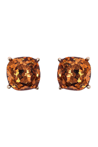 Glitter Cushion Cut Earrings- 4 Colors