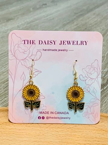 Sunflower Fish Hook Earrings