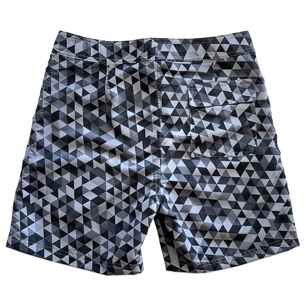Geometric  Board Shorts- Grey