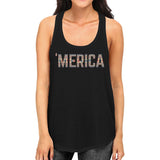 'Merica Tribal Pattern Racer Back Women's Tank Top- Black