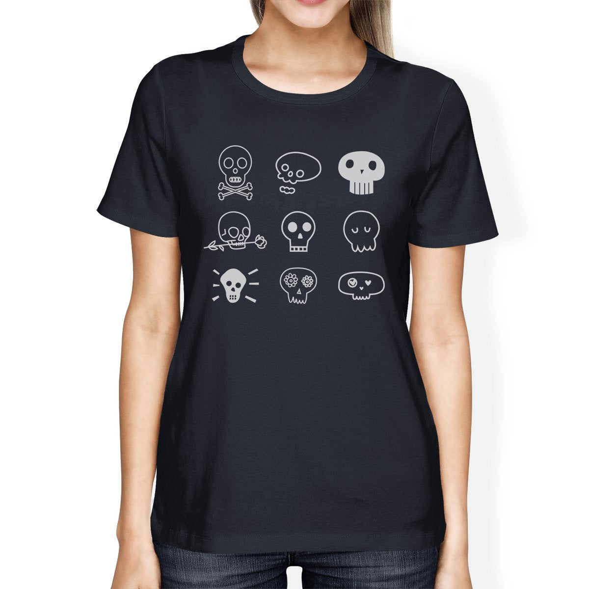 Skulls Women's T-Shirt- Navy