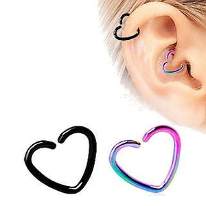 Metallic Heart Shaped Cartilage Earring- Black OR Rainbow