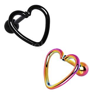 Metallic Love Struck Heart Cartilage Barbell Earring- Black OR Rainbow