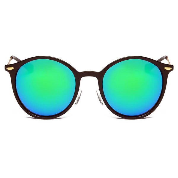 DEWITT | D32 - Retro Horn Rimmed Keyhole Bridge Round Sunglasses Circle