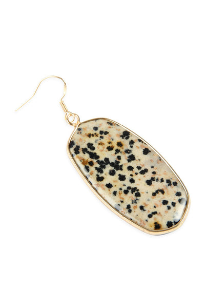 Natural Oval Stone Earrings- 8 Colors