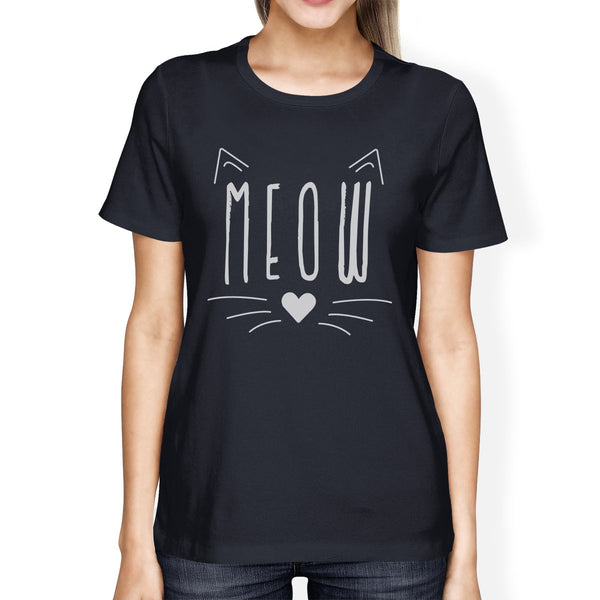 Meow Women's T-Shirt- Navy