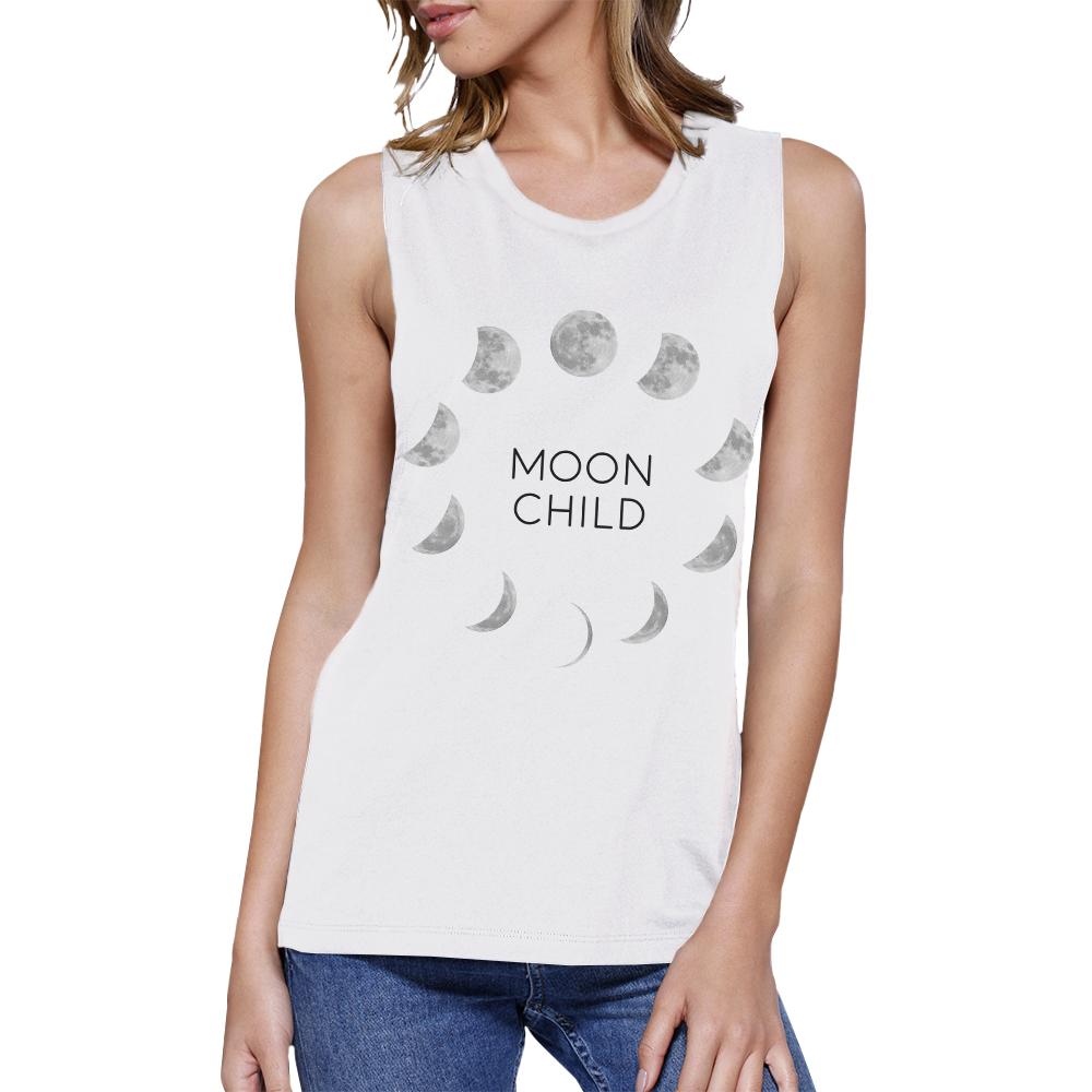 Moon Child Women's Muscle Tee- White