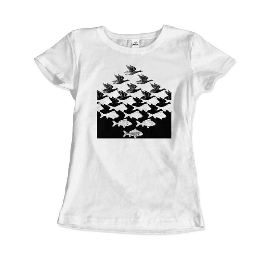 Women's MC Escher Sky and Water I Art T-Shirt- Various Colors
