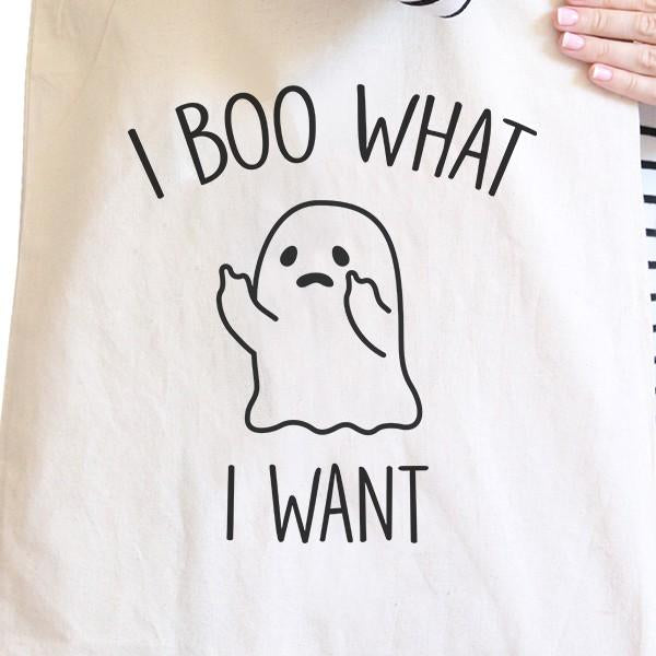 I Boo What I Want Ghost Tote Bag- Natural