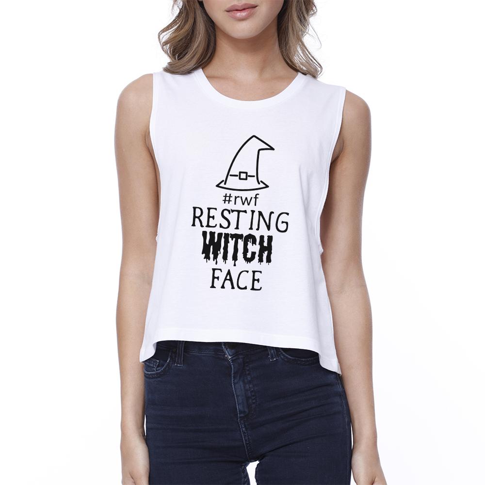 Resting Witch Face Crop Top- White