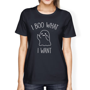 I Boo What I Want Ghost Women's T-Shirt- Navy